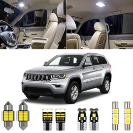 Xpismii 15 Piece White Grand Cherokee Interior LED Light Kit Package Replacement for Jeep Grand Cherokee 2011 2012 2013 2014 2015 2016 2017 2018 2019 2020, with Placement Diagram and Install Tool