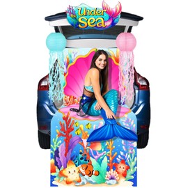 EXCELLANYARD Under The Sea Trunk or Treat Car Decorations Kit Trunk or Treat Decorations for SUV Mermaid Decor Pink