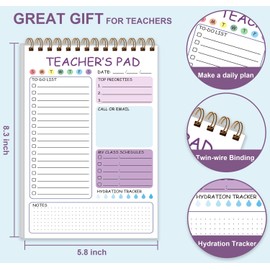 Tuun Fuplan Teacher Notepad - Teacher To Do List Notepad, Spiral Checklist Notebook Organizer for Teachers Notes Task Appointment, Teacher Appreciation Gifts, 5.8'' x 8.3'', Purple