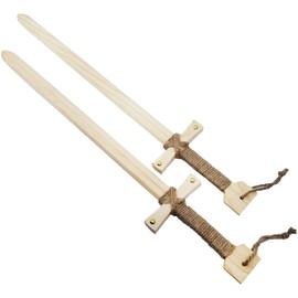 Adventure Awaits! Wooden Toy Sword for Kids | 2 Pack | Knights of The Round Table Style with Jute Wrapped Handle | Lightweight and Durable for Imaginative Kids | Set of 2
