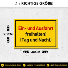 Einfahrt Freihalten Signs (30 x 20 cm Plastic) - Ausfahrt freihalten Sign - Nie wieder zugeparkt - Tag und Nacht freihalten
