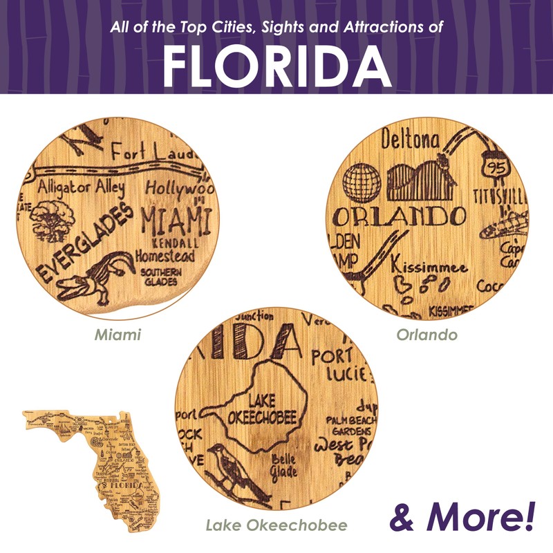 Totally Bamboo Destination Florida State Shaped Serving and Cutting Board,