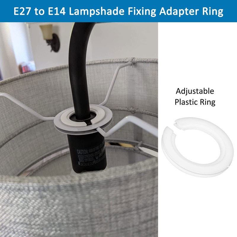 E27 to E14 Plastic Lamp Shade Ring Converter, 42mm to