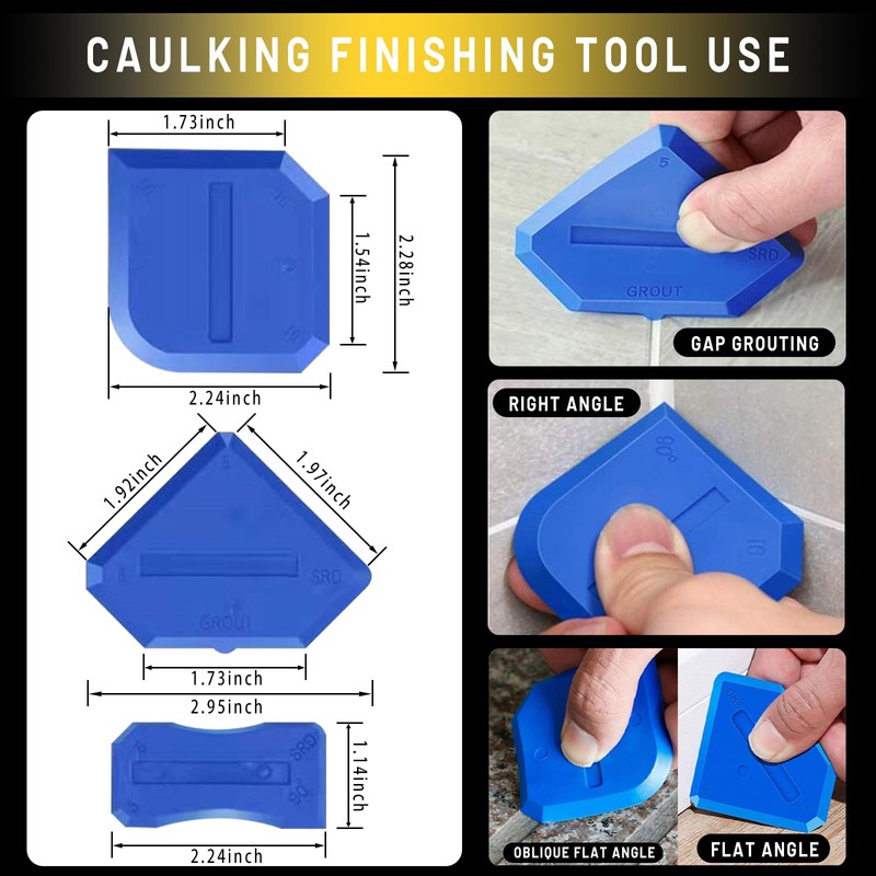 Tijeyi Silicone Caulking Tools Kit Stainless Steel Grout Removal Tool,4