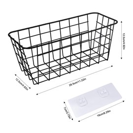 Jinlaili Korb Metall, Badezimmer Duschkörb Selbstklebend, Duschablage Ohne Bohren, Bad Aufbewahrung Badregal, Kühlschrank Organizer, Haushalt Universelle Gitterbox, Schwarz, 27.3 x 12.2 x 11.8 cm