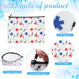 6 Pcs Nurse Cosmetic Bag Nurse Practitioner Gifts for Women Nurse Pattern Canvas Makeup Bag Funny Nurse Travel Bag Organizer Zipper Pouch Birthday Xmas Gift for Nurse Nursing School (Vivid Patterns)