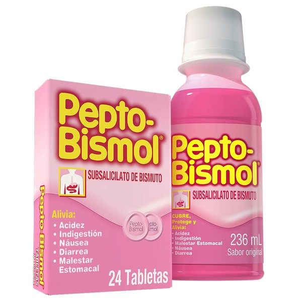 Pepto-Bismol Suspensión Sabor Anís 236 Ml + Tabletas Masticables 24 Unidades