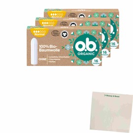 OB Tampon Organic Organic Normal Pack of 3 (3 x 16 Pack) + usy Block