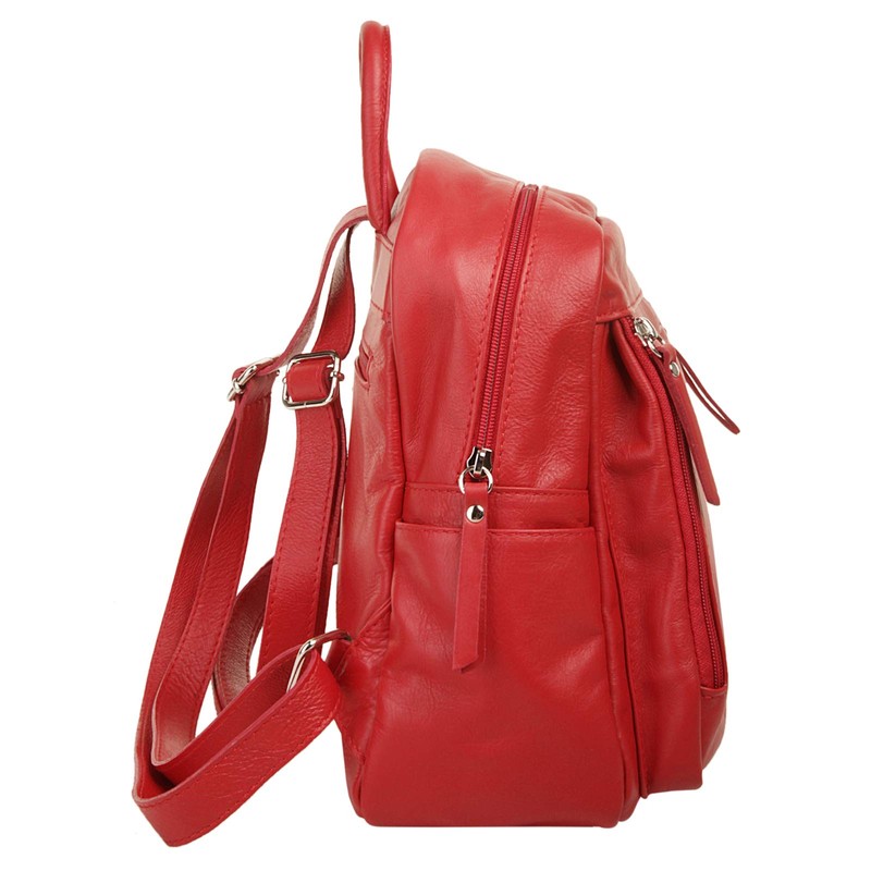 Samantha Look Women's Genuine Leather Backpack | | 019574, red
