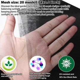 Abimars Thicker Garden Mesh Netting, 8.2’ x 16.5’ Ultra Fine Black Plant Row Covers for Vegetables Plants Fruits Flowers Protection, Nano PPT, Shading Rate 30%