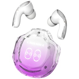 Noise Cancelling Earbuds 5.4 Bluetooth Earbuds LED Power Display Mini Crystal in-Ear Earbuds with Wireless Charging Case Touch Control Built-in Mic Headphone for Sports/Sleep Earbuds (Modern, Purple)