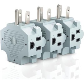 Maximm 3-Outlet Adapter Plug, Splitter Plug Outlet Expands Single Outlet Into 3 Outlets, Portable Wall Outlet Adapter, 3-Prong, UL Certified, Gray