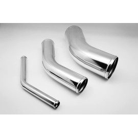 Autobahn88 Alloy Pipe, Glossy Polished, Mandrel Bend Elbow, 45-Degree, OD=3.5" (89mm), L=12" (300mm), for Direct Replacement of Engine Bay Pipes