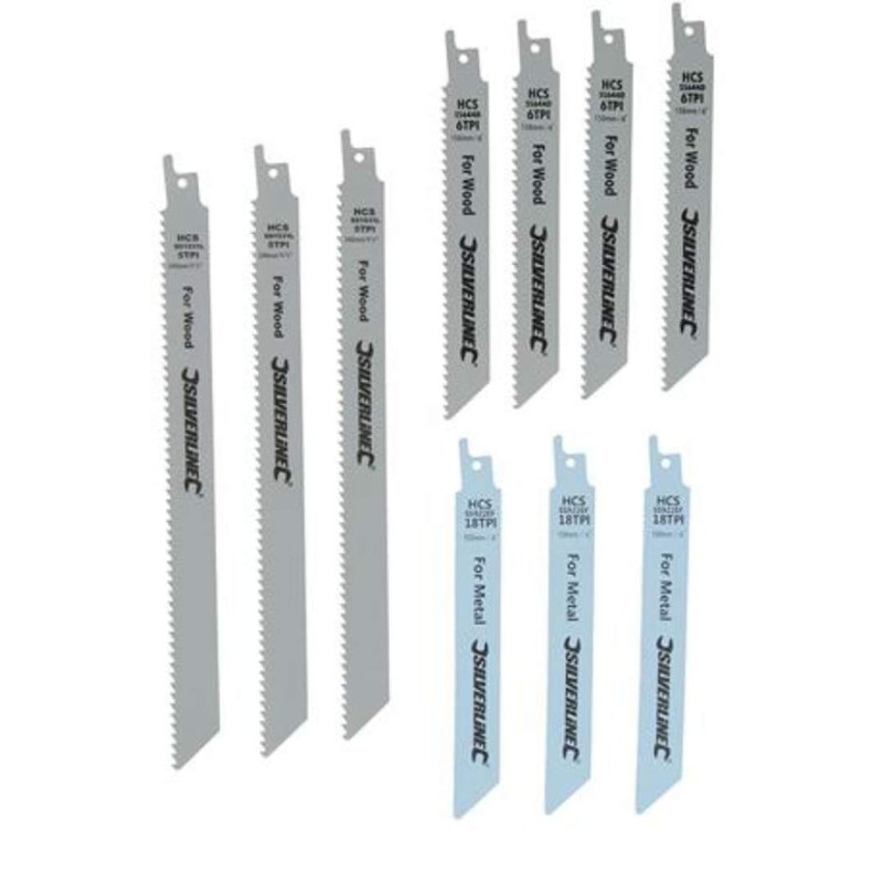 Silverline 783087 Recip Saw Blades for Wood and Metal 10pce