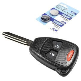 HQRP Key-Fob Remote Shell Case Cover Smart Key Keyless FOB and Two Batteries Compatible with Jeep Wrangler 2006 2007 2008 2009 2010 2011 2012 06 07 08 09 10 11 12