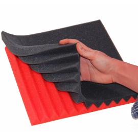 Mybecca 12 PACK Acoustic Foam Wedge Soundproofing Wall Tiles 12"x12"x1" Red