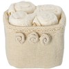 Casatessile Bathroom Lavette with Fabric Basket Set of 4. Roses
