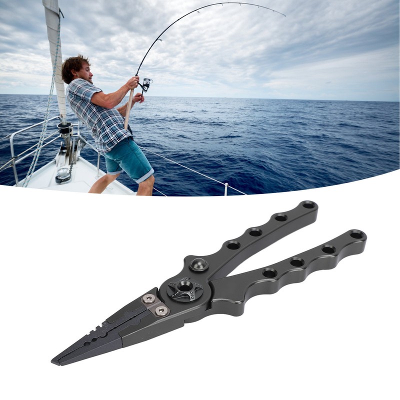 Fishing Pliers Aluminium Alloy Multifunctional Split Ring Pliers Self Locking