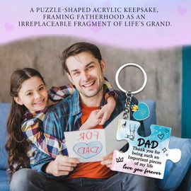 SUDIKUB Birthday Gifts For Dad From Son Daughter Acrylic Dad Plaque Puzzle Desk Decor Father's Day Gifts For Father Daddy Pappy Man Christmas Gift