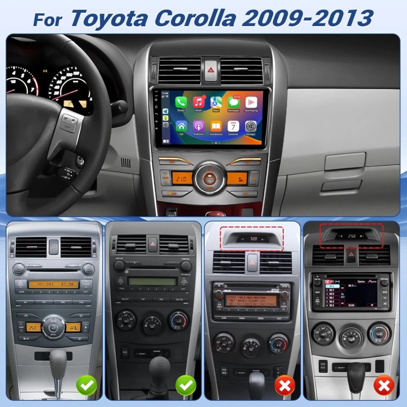 A-Carplay Carplay For Toyota Corolla 2009-2013 Radio Stereo Android 12
