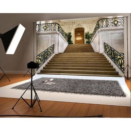 Yeele 10x8ft Luxury Hall Interior Chandelier Background for Photography Classic Baroque Floral Pattern Stairway Backdrop Royal Palace Retro Stairs Wedding Photo Studio Props