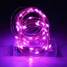 TuoTu Fairy Lights, Battery Operated Christmas String Lights with 8 Flashing Modes and 8-16 Hours Timer，5M/16ft 50 LED Copper Wire Light (Pink)