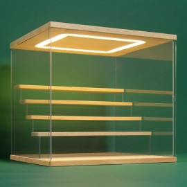 NONEMEY Clear Acrylic Display Case Stand with LED Light 2/3/4/5/6 Tier Storag...