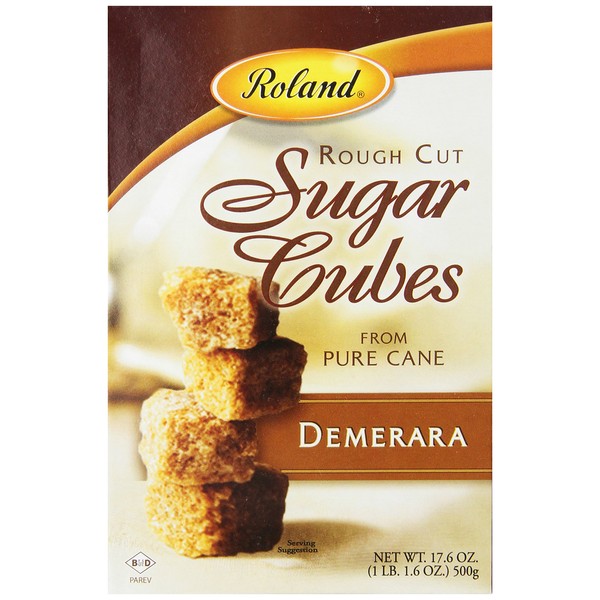 Roland Rough Cut Demerara Sugar Cubes, 17.6-Ounce Boxes (Pack of 6)