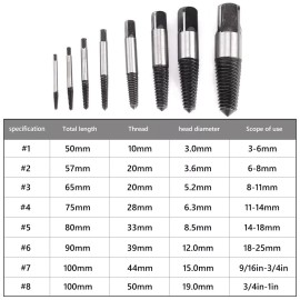 Unbranded (8pcs) Pipe Screw Extractor Set, Broken Home Water Pipe Screw Extractor