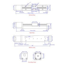 Linear Table with 100 mm Hub, X-Y-Z Axes, 28 Stepper Motor, Single Rail, Linear Motion Table for 3D Printers, DIY CNC