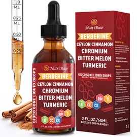 Berberine with Ceylon Cinnamon - Berberine Supplement Liquid Drops with Bitter Melon Extract, Turmeric, Chromium, Gymnema, Moringa, AMPK Activator for Digestion System, Immune Health Support, 2 fl oz