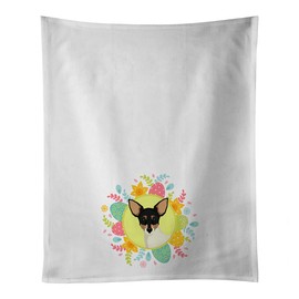 Caroline's Treasures Toy Fox Terrier Easter White Kitchen Set of 2Kitchen Cotton Hand-Towels