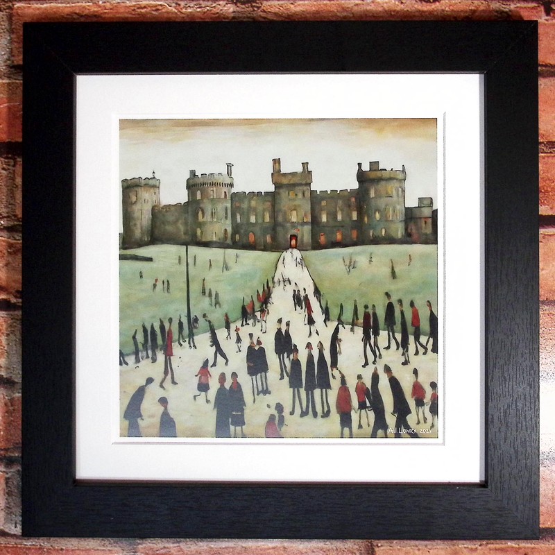 Greetingles Lowry-Style 12"/31cm Square Framed Print. Beautiful Black Ash Frame