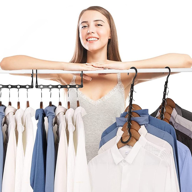 Ncheli Pack of 4 5-in-1 Clothes Hangers, Space-Saving, Rotating Magic