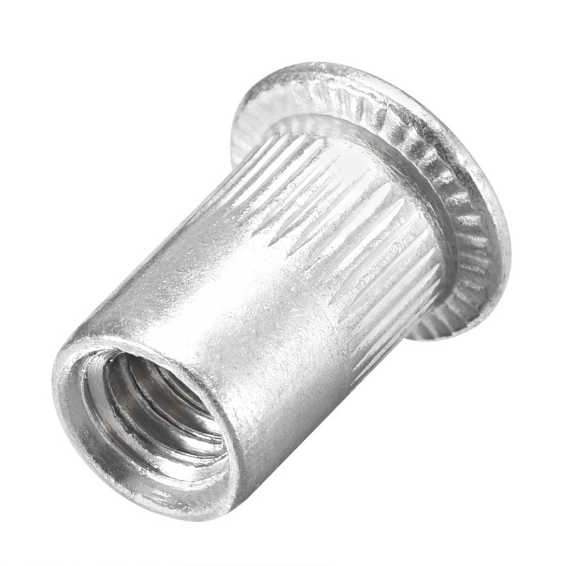 uxcell 1/4-20 Rivet Nuts Aluminium Alloy Knurled Flat Head Threaded
