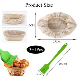 TRKETK 3 Pieces Bread Proofing Basket Cloth Liner, Linen Liner Cloth Dough Basket Cover 25×15 cm Reusable Oval Dough Proofing Bowl Liner Sourdough Proofing Cloth for Bakery Home Baking