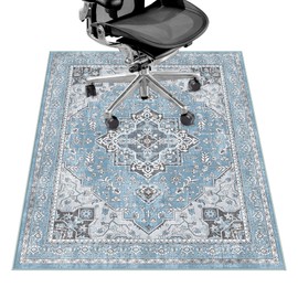 Office Chair Mat for Hardwood Floor & Tile Floor,36"X 48" Heavy Duty Desk Chair Mat for Hard Floors, Under Desk Rug for Rolling Computer Chair,Anti Slip,Low Pile Carpet Floor Protector-Blue