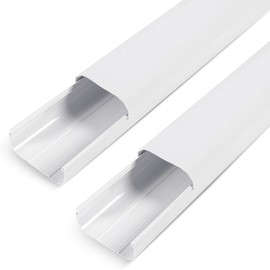 KuriProtect 4” Line Set Cover Parts for Ductless Mini Split -White (Straight Duct-2PCS)