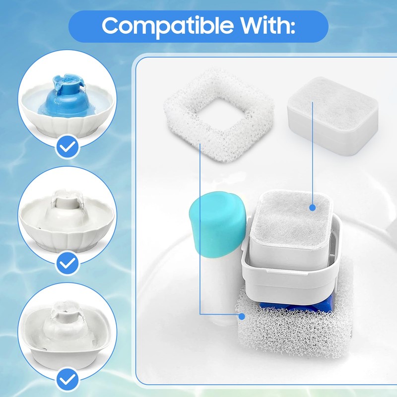 Fydun Pet Fountain Water Feeder Filters, 5Pcs Incl 4 Activated