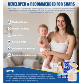 Medical Grade Silicone Scar Sheets & Tape - 1.6”x60" Roll, Ultra Soft, Hypoallergenic Rolls for Surgical, Keloid Scars, Tummy Tuck, C-Section, Stretch Marks, Burn & Bumps Scar Removal, 24H Comfortable