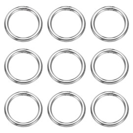 sourcing map Metal O Rings, 0.16" Thick 0.79" OD 304 Stainless Steel Seamless Welding O-Ring Solid Heavy Round Ring Buckle for Macrame Hanging Slings Rope, 9pcs