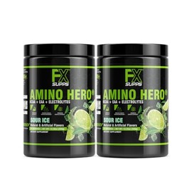 FXSUPPS Amino Hero Sabor Hielo Ácido (50 Porciones)  Bebida de Recuperación Post-Entrenamiento para Hombres y Mujeres  Mezcla Energética en Polvo con 