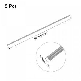 sourcing map Round Steel Rod, 1mm HSS 63-65 HRC Lathe Bar Stock Tool 60mm Long for Shaft Gear Drill Lathes Boring Machine Turning Miniature Axle 5Pcs