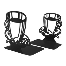 CIGAA Bookends, 1 Pair Heavy Duty Metal Bookends, Brown, Anti-Slip Book Stopper for Home Office Library, Coffee Table