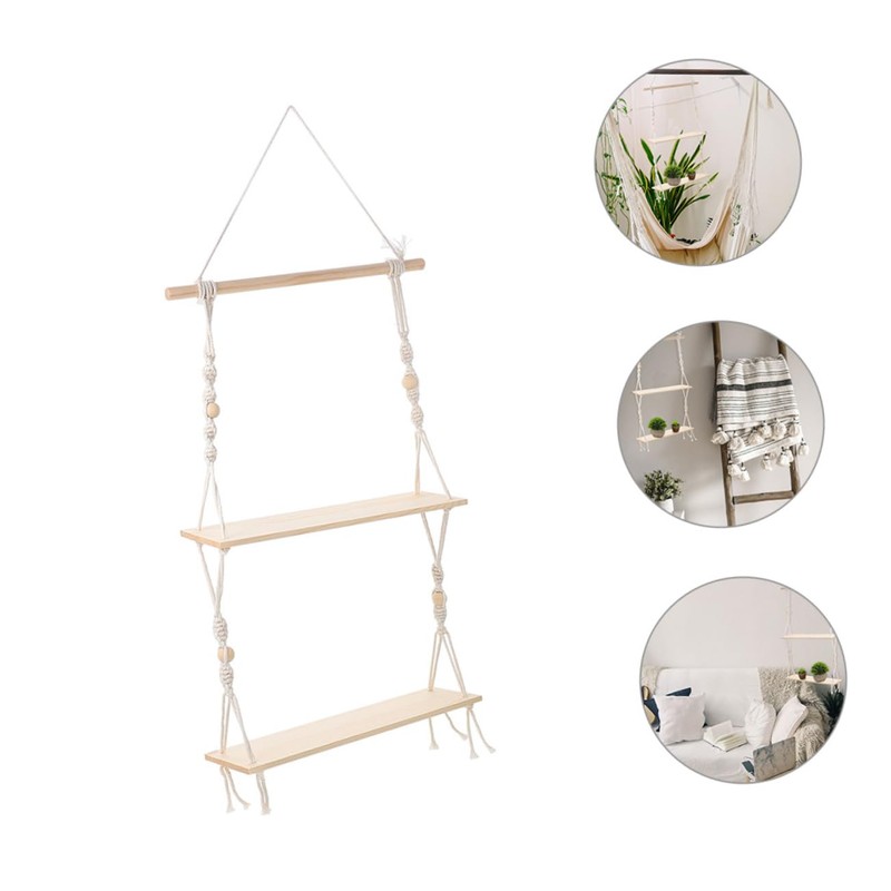 BIUDECO Handmade Wall Hanging Shelf Multi Tier Plant Pot Rack