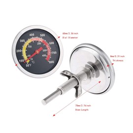 LOKHING 01T08 DIA 6 Centimeters Stainless Steel Smoker Grill BBQ Temperature Gauge Oven BBQ Thermometer Gauge