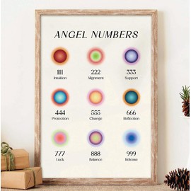 [NO FRAME] All Angel Numbers Poster, 999 Release 111 Intuition 888 Balance Pastel Print, Angel Number Aesthetic Poster, Gradient Aura Art Poster, Universe Message Poster - Size: 12x18 inches
