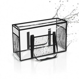 SummitFlare Clear Beach Tote Bag - Waterproof PVC Stadium Approved Bag for Women - Extra Large Transparent Shoulder Bag for Pool, Concert, Travel & Shopping (18"x12" Lightweight Design)