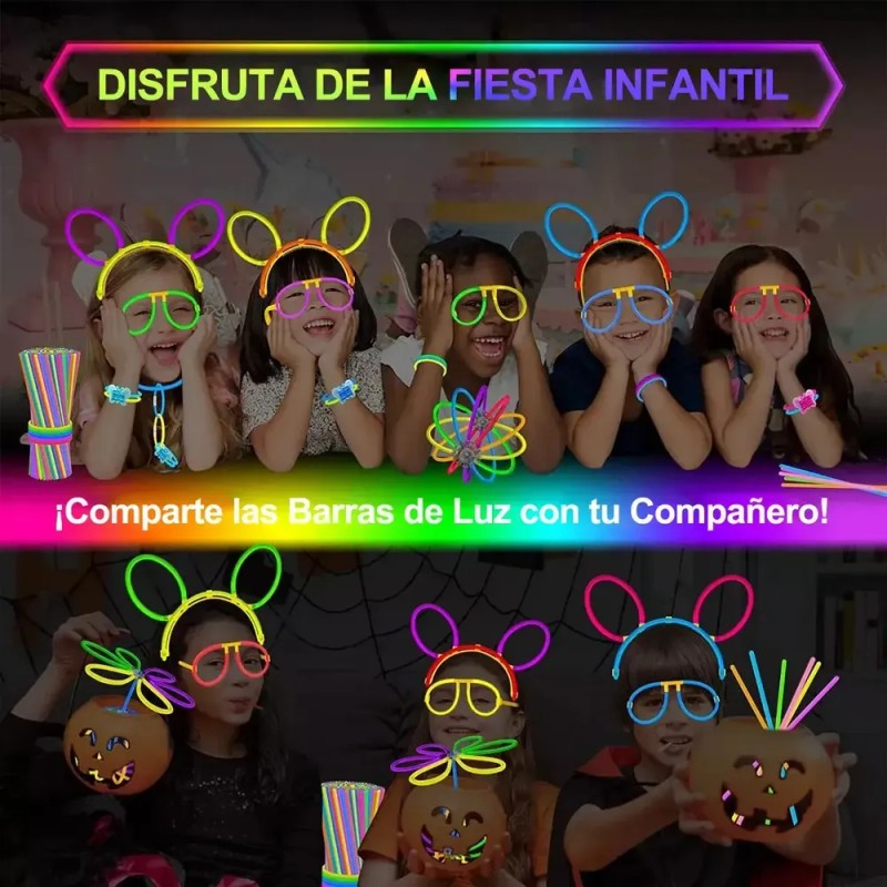 200 Pulseras Neón Fosforescente Glow Stick Fiestas Eventos Color