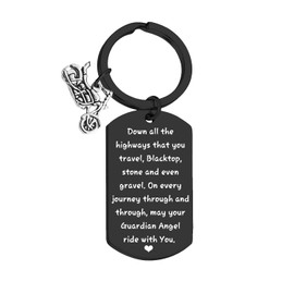Tihnvk Motorcycle Keychain Ride Safe Presents Biker Gifts for Boyfriend Husband Dad Keyring for Biker Valentine's Day Gifts May Your Guardian Angel Ride With You